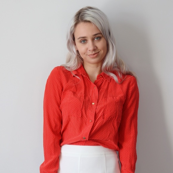 Strawberry Red Juicy Couture Polka Dot Blouse - Picture 2 of 7